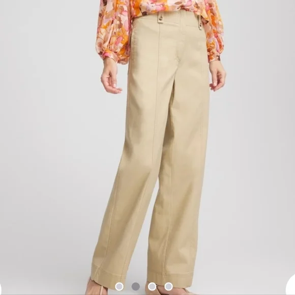 CHICO'S NWT CANVAS WIDE LEG PANTS SZ 2 / 12 - Picture 3 of 14